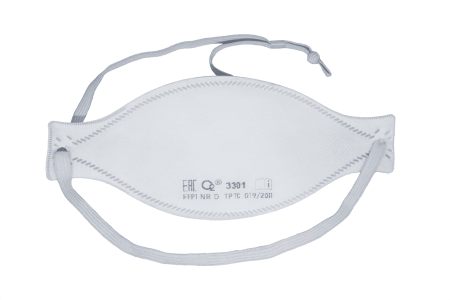 Респиратор трехпанельный О2 3301 FFP1 NRD без клапана выдоха, текстильная резинка с регулировкой