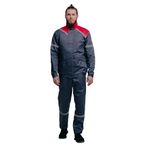 Костюм антистатический Гидра-2 с полукомбинезоном (серо-красный) (Минпромторг)